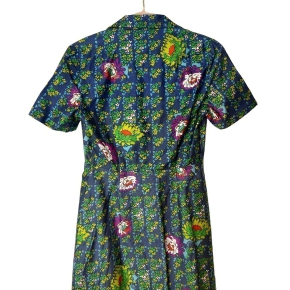 Vintage Rose floral print snap front house dress - Picture 10 of 14